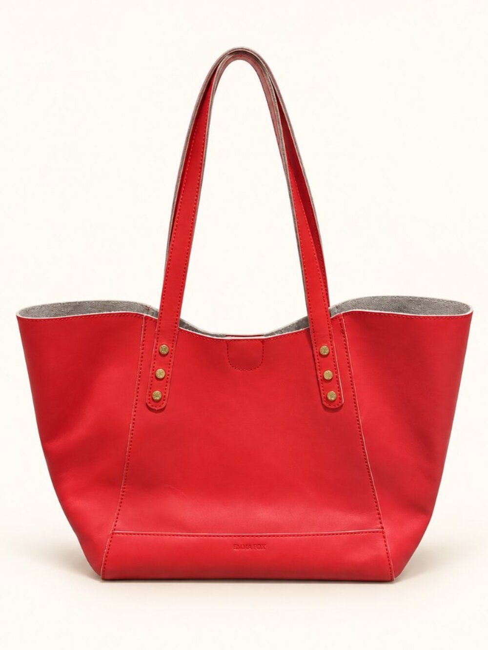Emma Fox Red Genuine Leather Tote Bag